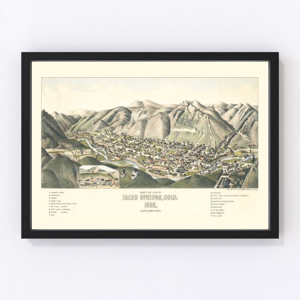 Idaho Springs Vintage Map 1882