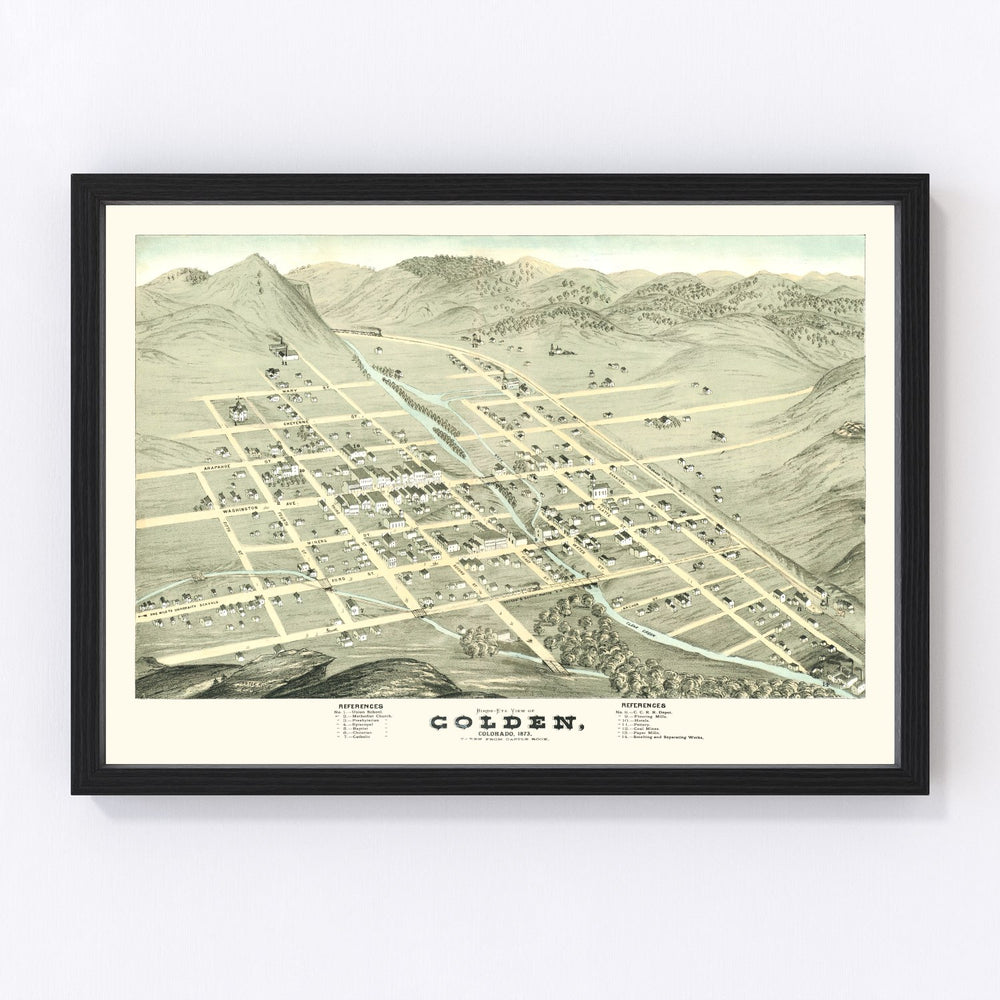 Golden Vintage Map 1873