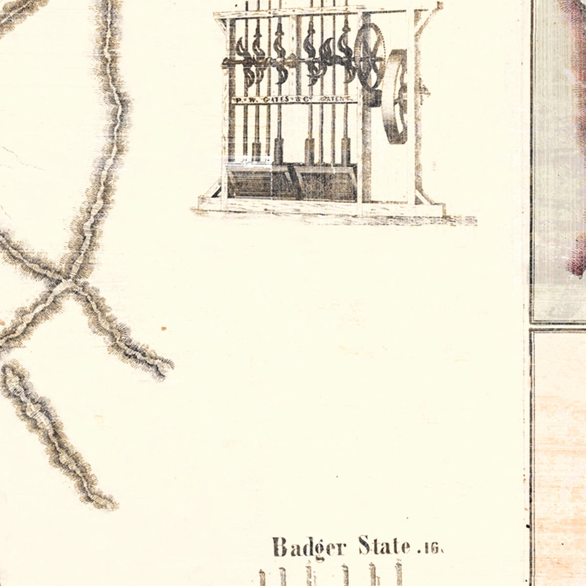 Restored historic details from the 1861 misc. attraction map of County, Colorado
