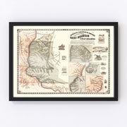 Rocky Mountain Gold Regions Vintage Map 1861