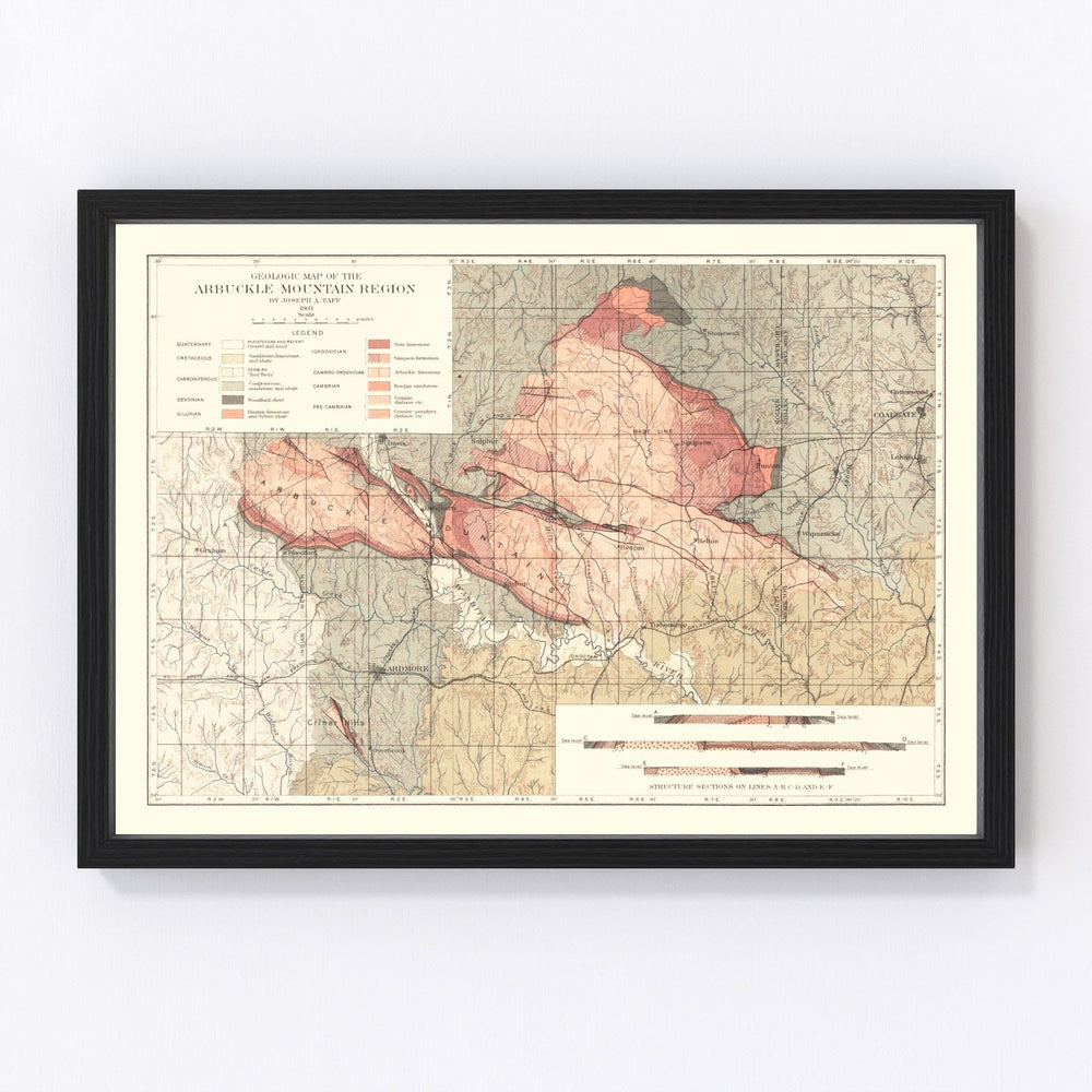 Arbuckle Mountain Vintage Map 1903