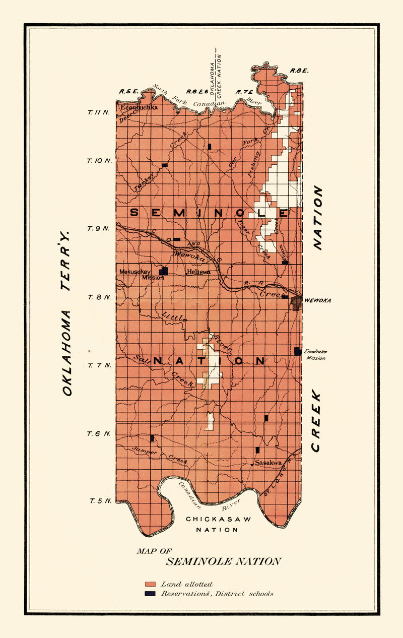 Size comparison using Vintage Seminole Nation Map 1903