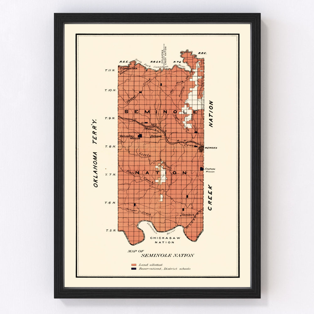 Seminole Nation Vintage Map 1903