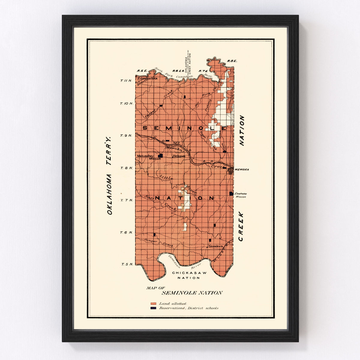 Seminole Nation Vintage Map 1903