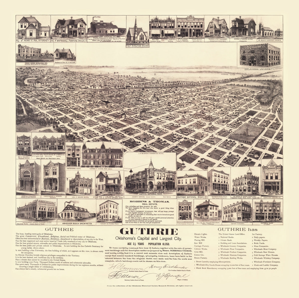 Preview of Vintage Map of Guthrie, Oklahoma 1891