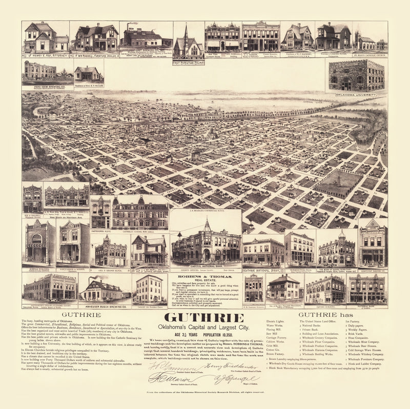 Size comparison using Vintage Map of Guthrie, Oklahoma 1891