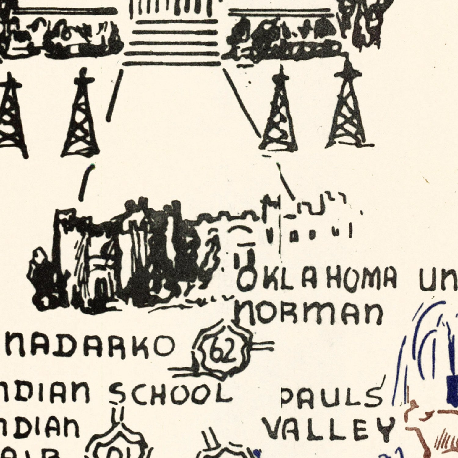 Restored historic details from the 1940 state map of County, Oklahoma