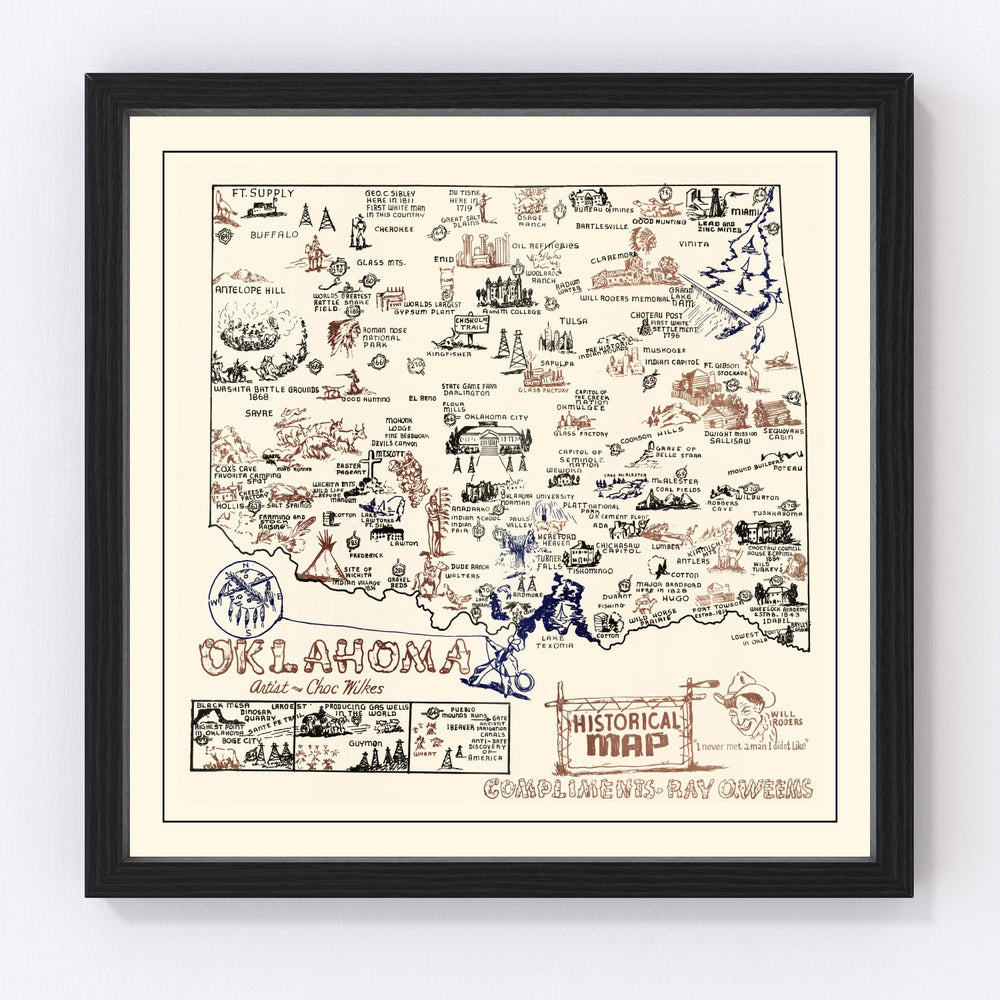 Oklahoma Vintage Map 1940