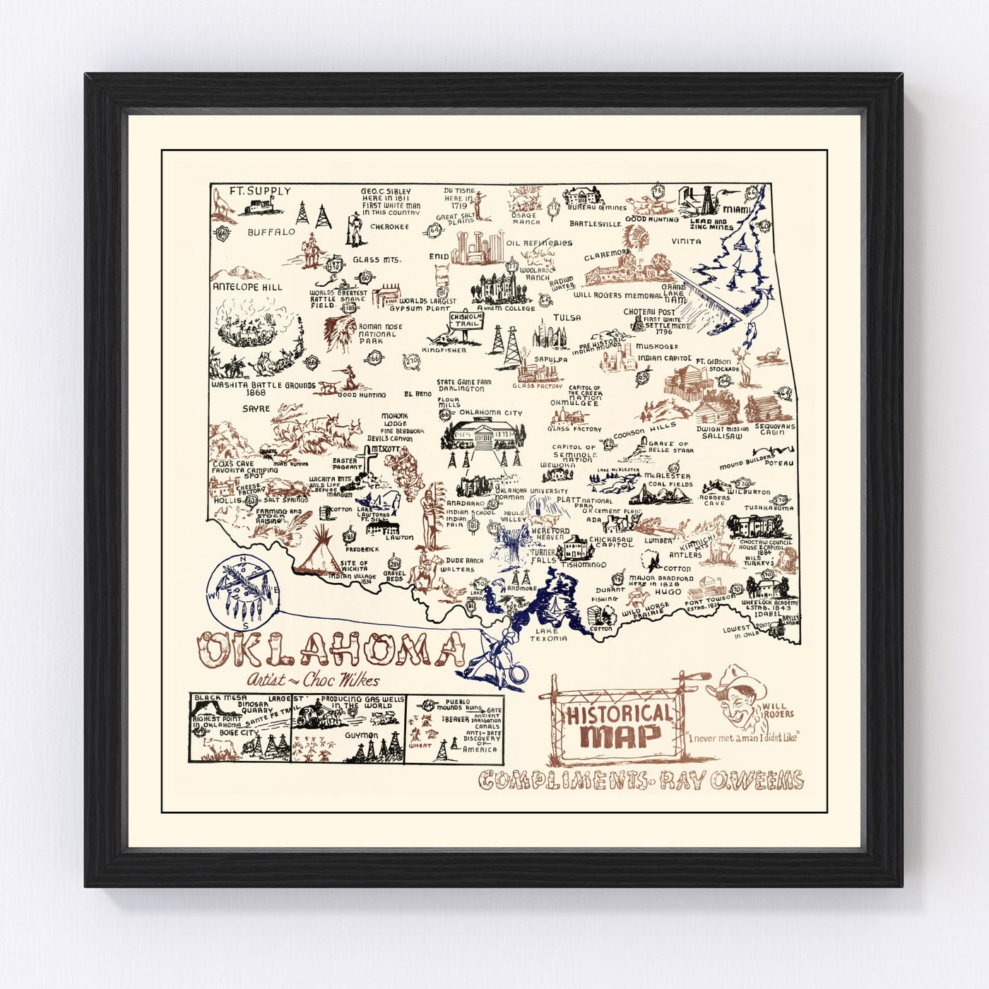 Oklahoma Vintage Map 1940