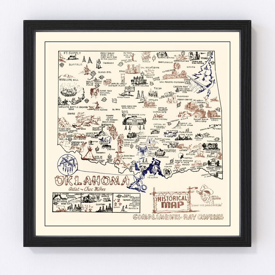 Vintage Map of Oklahoma 1940