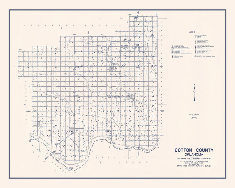 Size comparison using Vintage Map of Cotton County, Oklahoma 1936