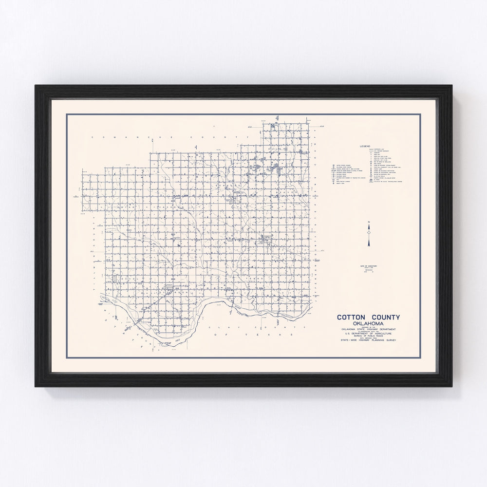 Cotton County Vintage Map 1936
