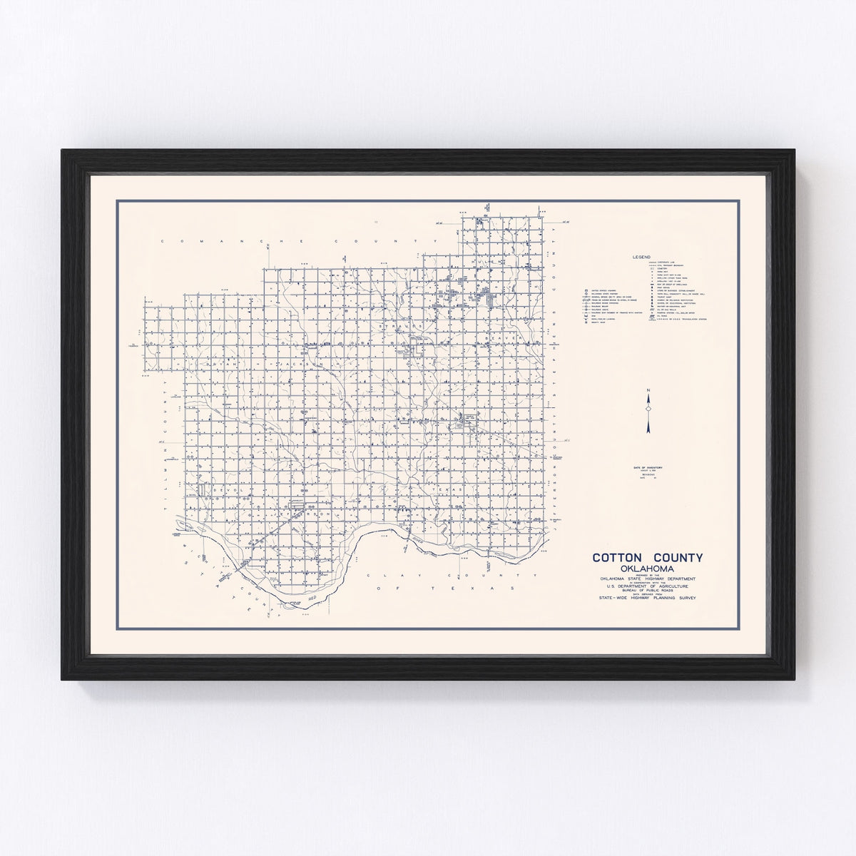 Cotton County Vintage Map 1936