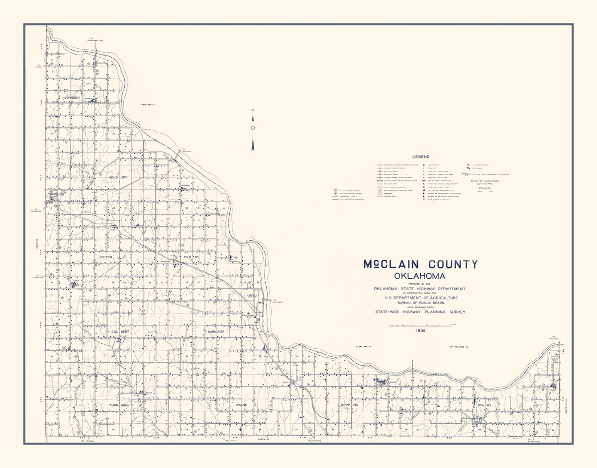 Preview of Vintage Map of McClain County, Oklahoma 1936