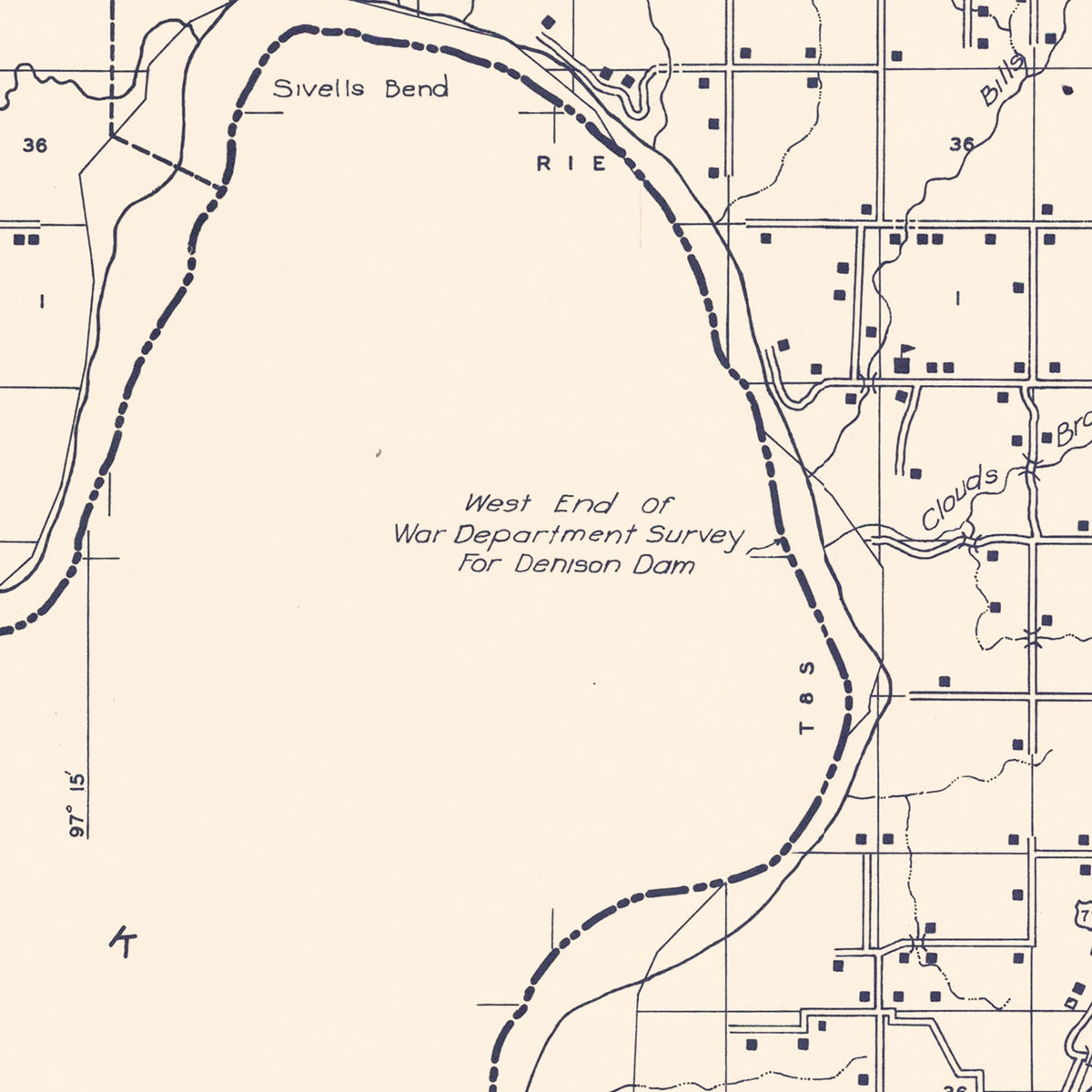 Restored historic details from the 1936 county map of Love County, Oklahoma