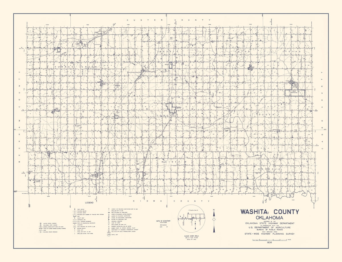 Preview of Vintage Map of Washita County, Oklahoma 1936