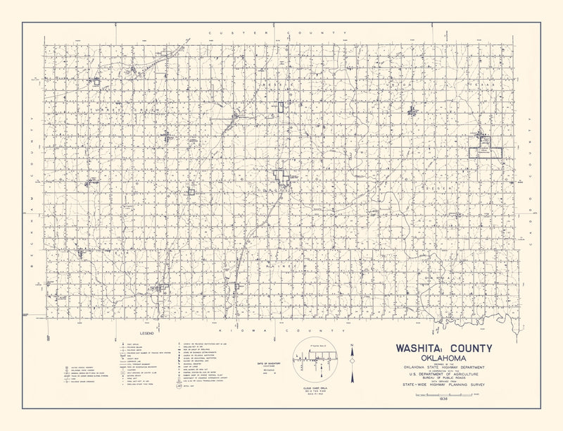 Size comparison using Vintage Map of Washita County, Oklahoma 1936
