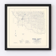 Woods County Vintage Map 1936