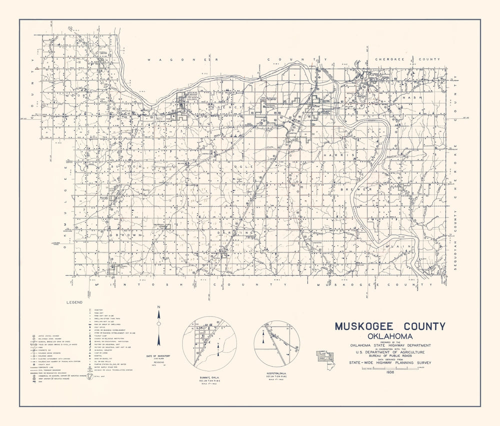 Vintage Map of Oklahoma County, Oklahoma 1936 print style example