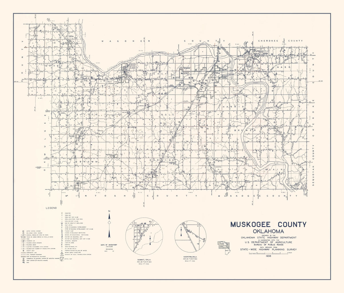 Preview of Vintage Map of Oklahoma County, Oklahoma 1936
