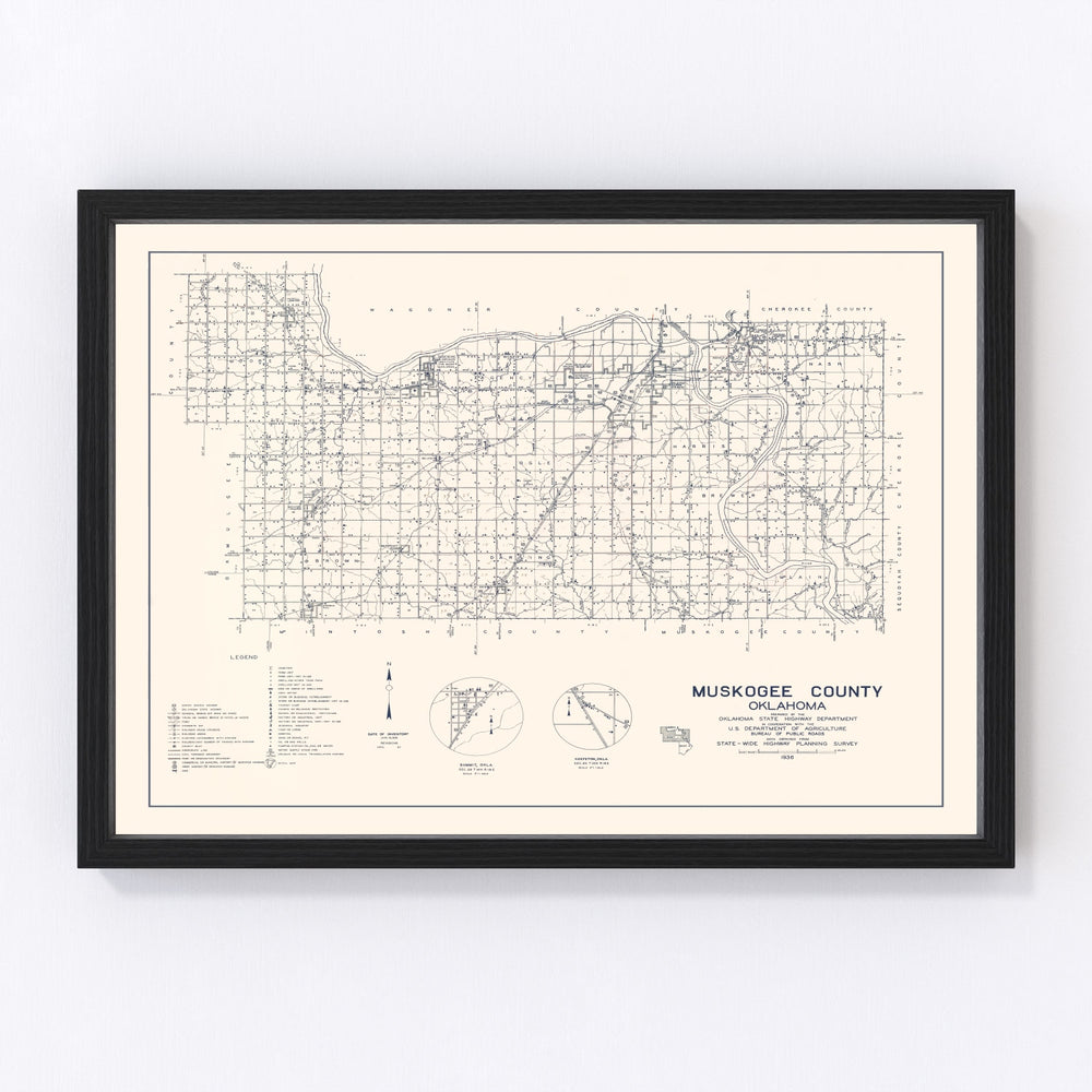 Oklahoma County Vintage Map 1936