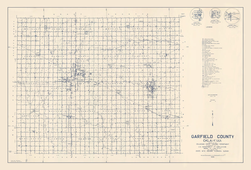 Size comparison using Vintage Map of Garfield County, Oklahoma 1936