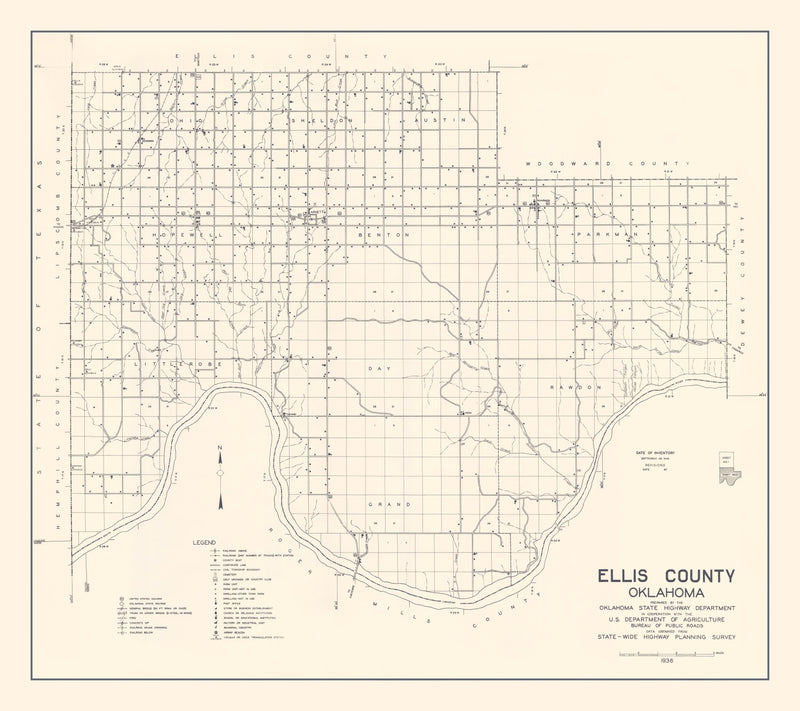 Size comparison using Vintage Map of Ellis County, Oklahoma 1936