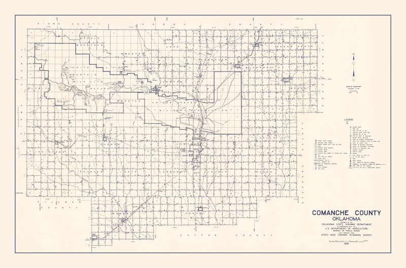 Size comparison using Vintage Map of Comanche County, Oklahoma 1936