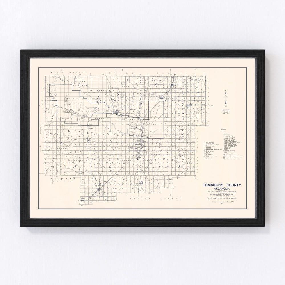 Comanche County Vintage Map 1936