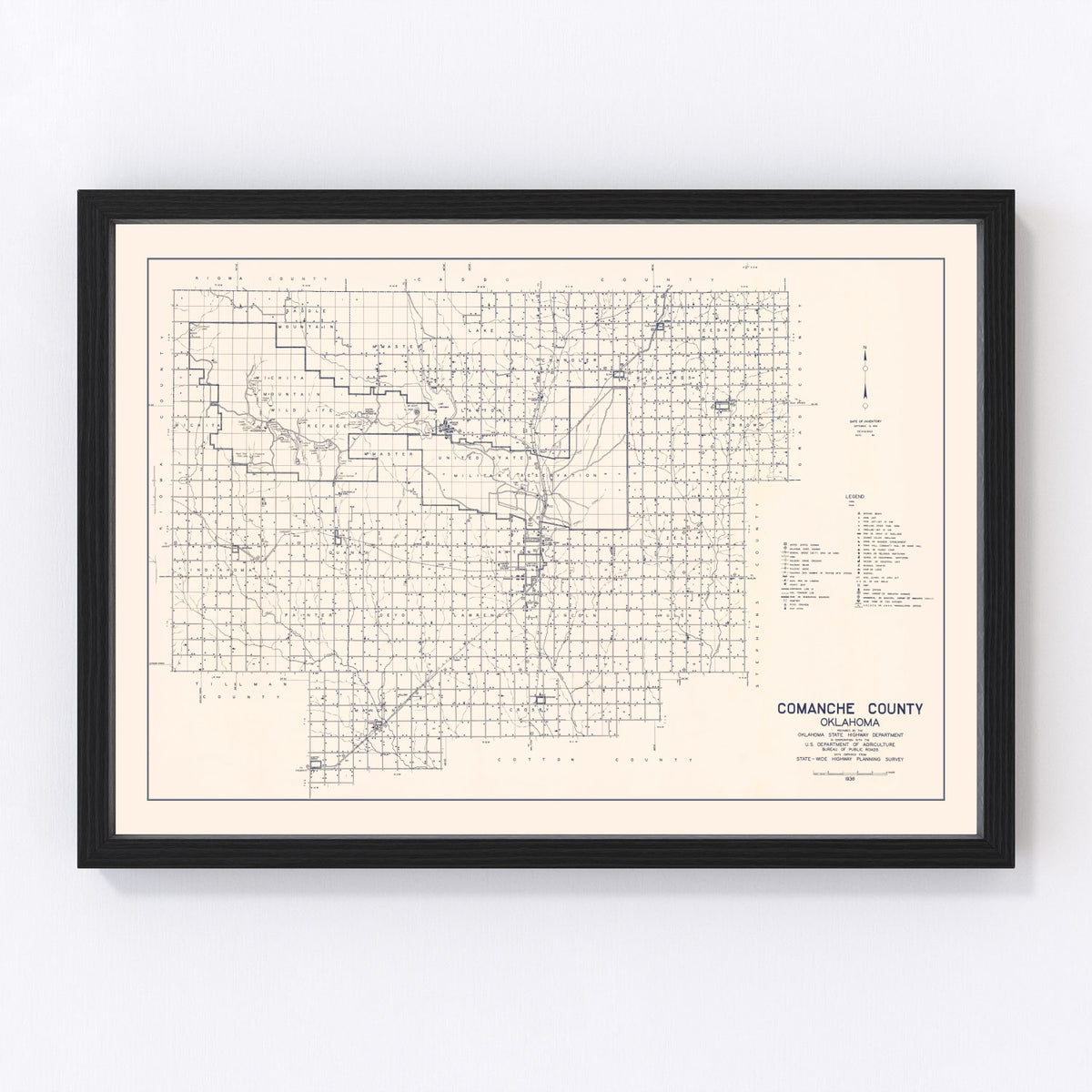 Comanche County Vintage Map 1936