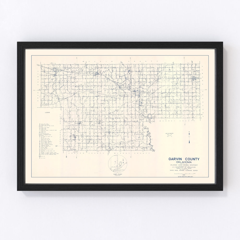 Garvin County Vintage Map 1936