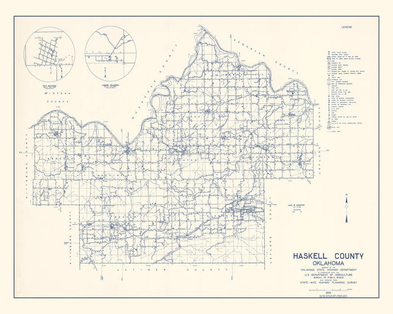 Size comparison using Vintage Map of Haskell County, Oklahoma 1936