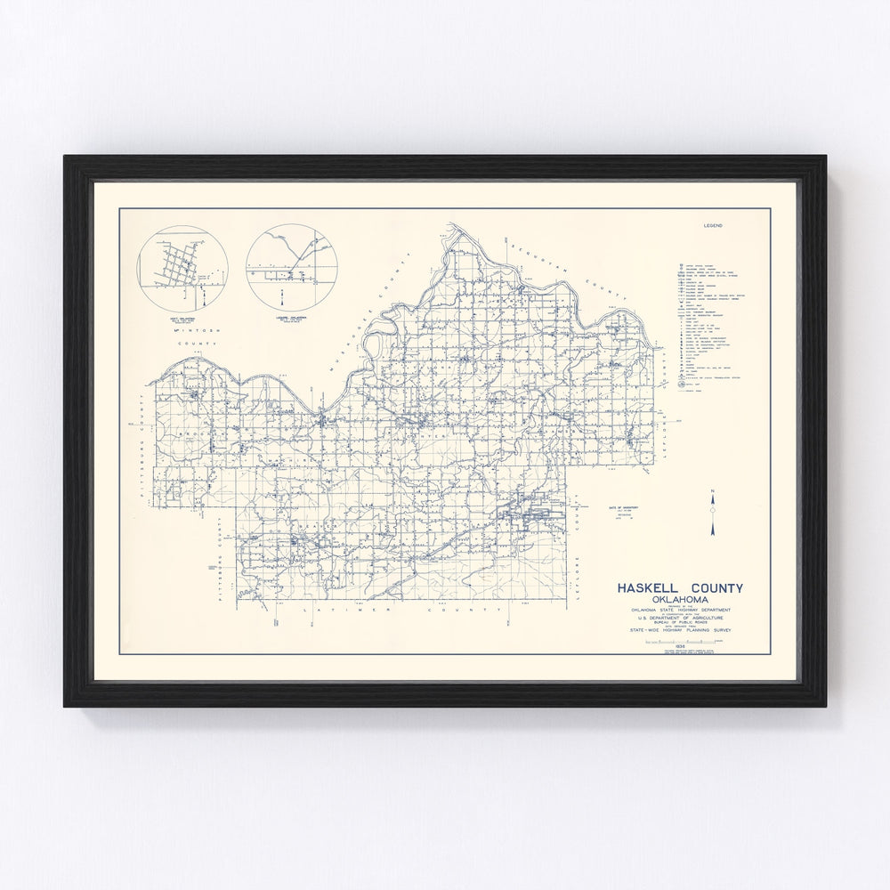 Haskell County Vintage Map 1936