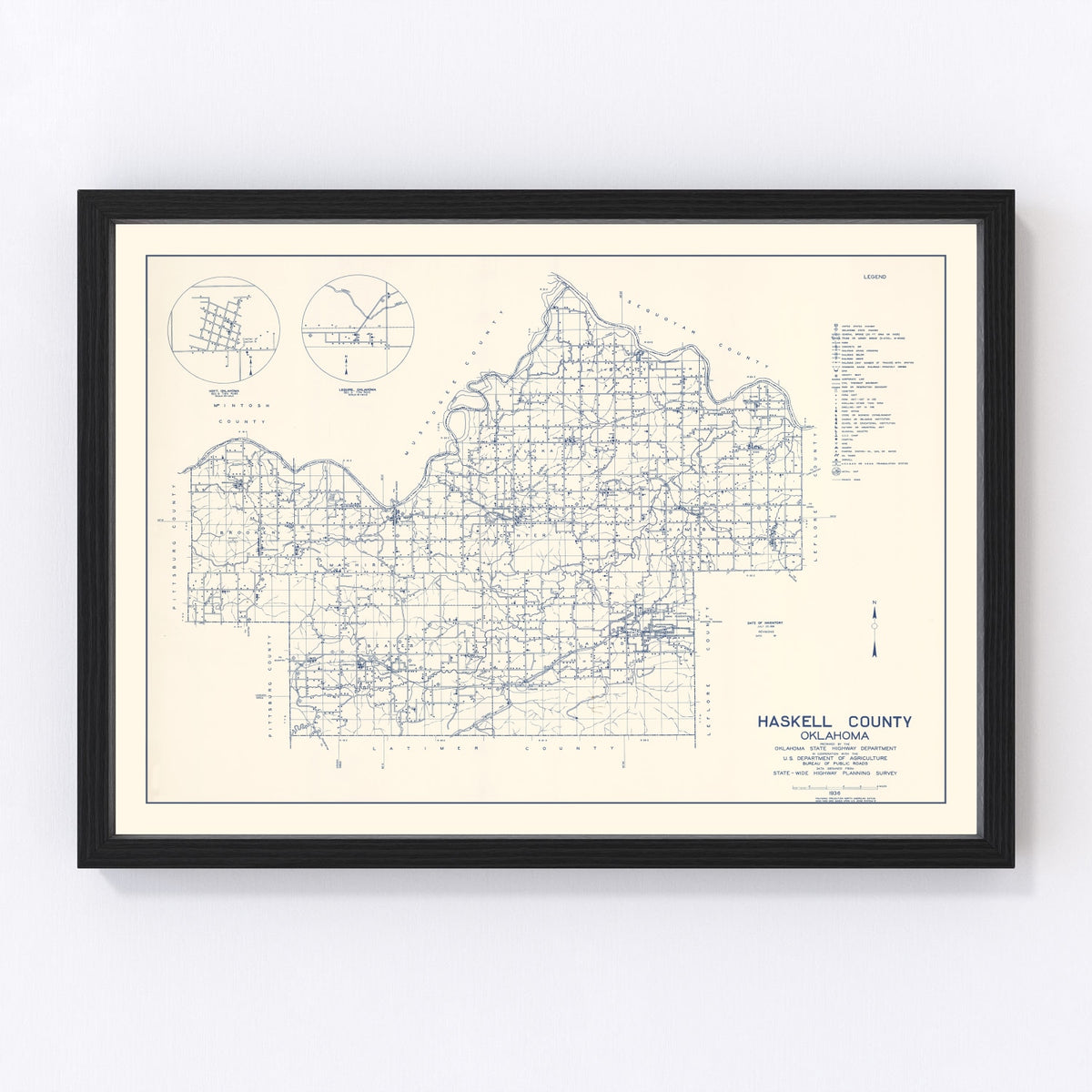 Haskell County Vintage Map 1936