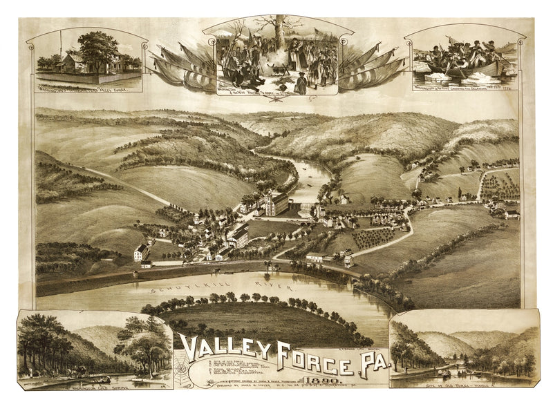 Size comparison using Vintage Map of Valley Forge, Pennsylvania 1890