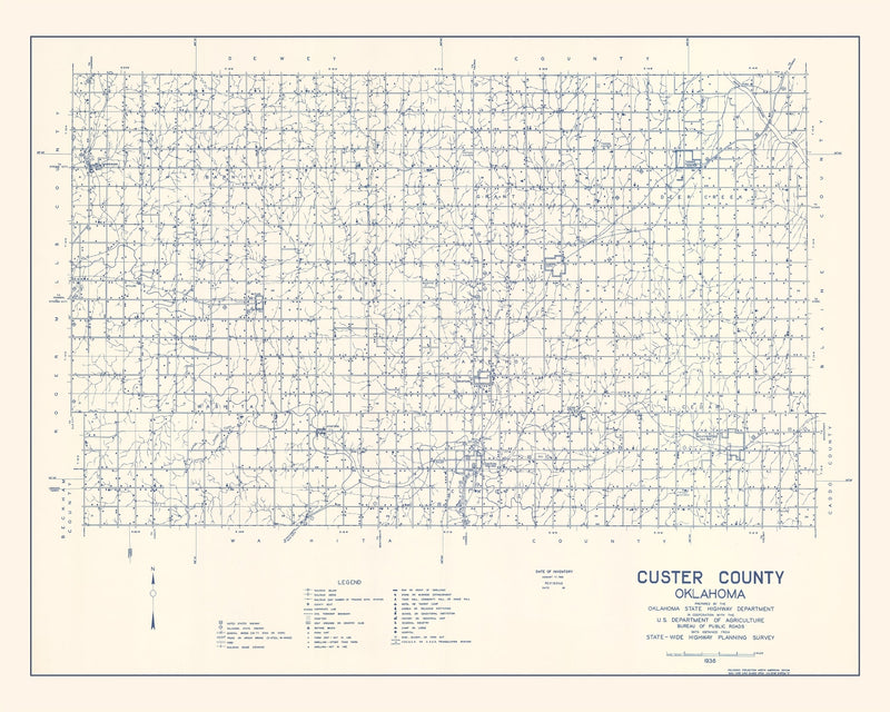 Size comparison using Vintage Map of Custer County, Oklahoma 1936
