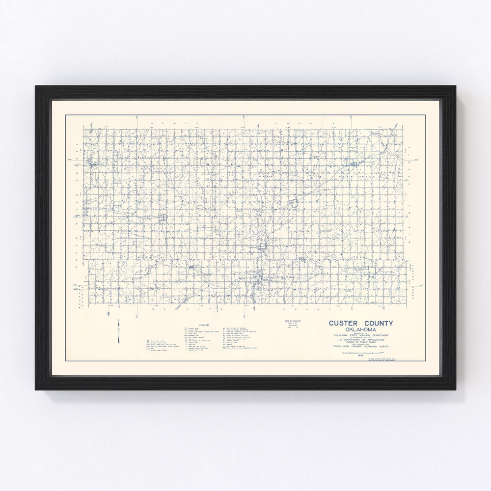 Custer County Vintage Map 1936