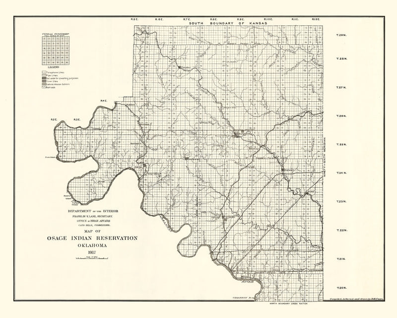 Size comparison using Vintage Osage Indian Reservation Map 1917