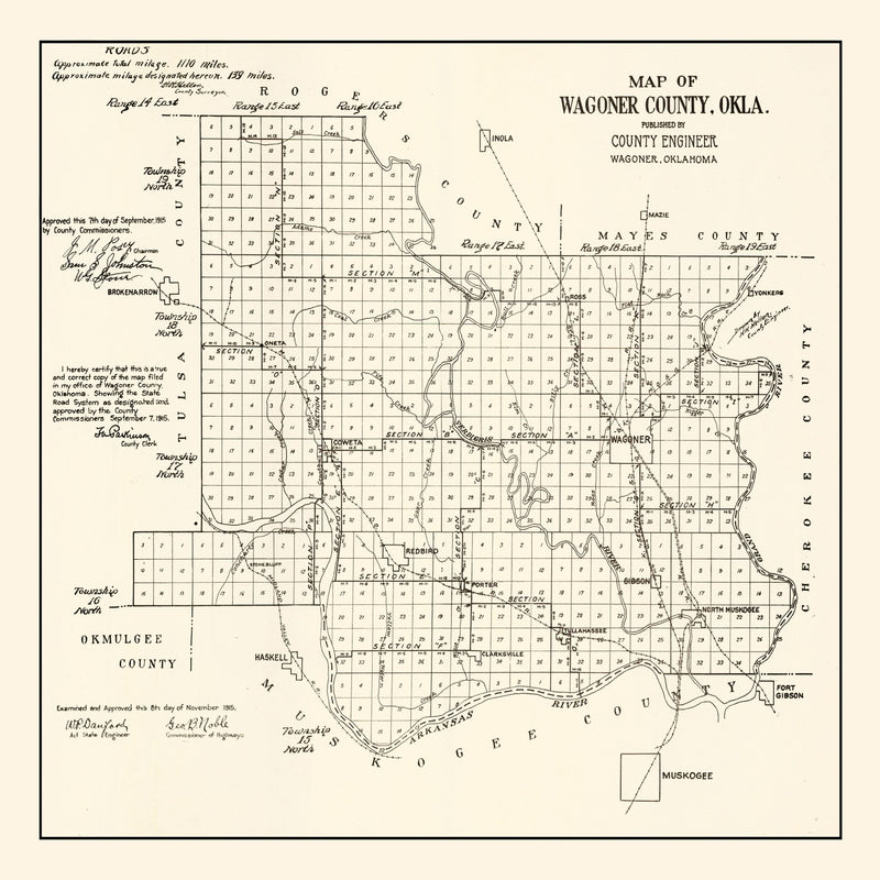 Size comparison using Vintage Map of Wagoner County, Oklahoma 1915