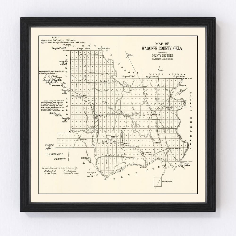 Wagoner County Vintage Map 1915