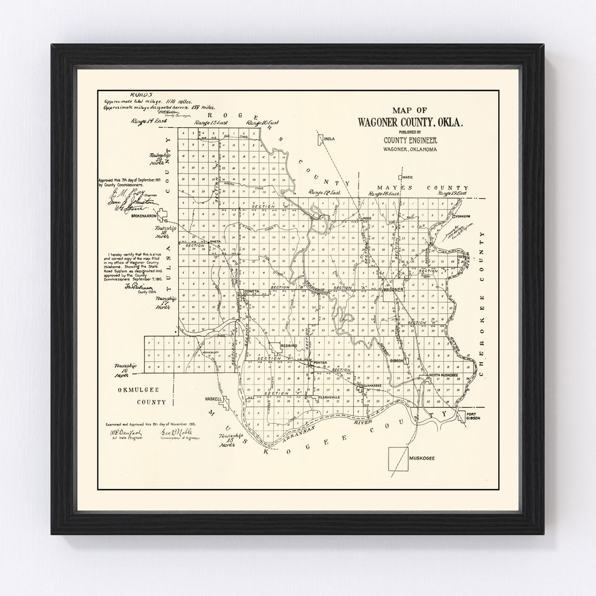 Wagoner County Vintage Map 1915