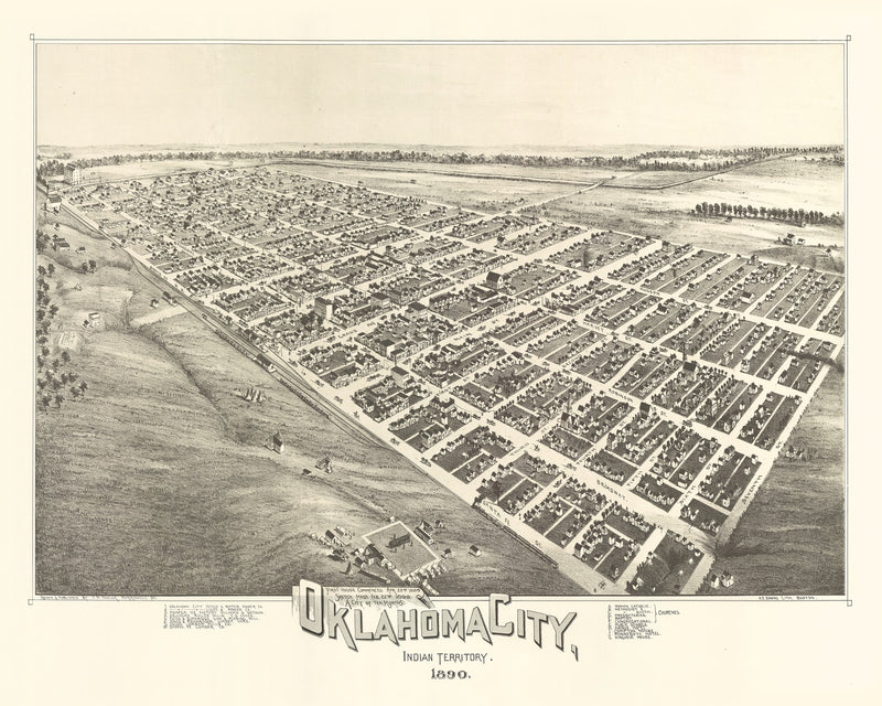 Size comparison using Vintage Map of Oklahoma City, Oklahoma 1890