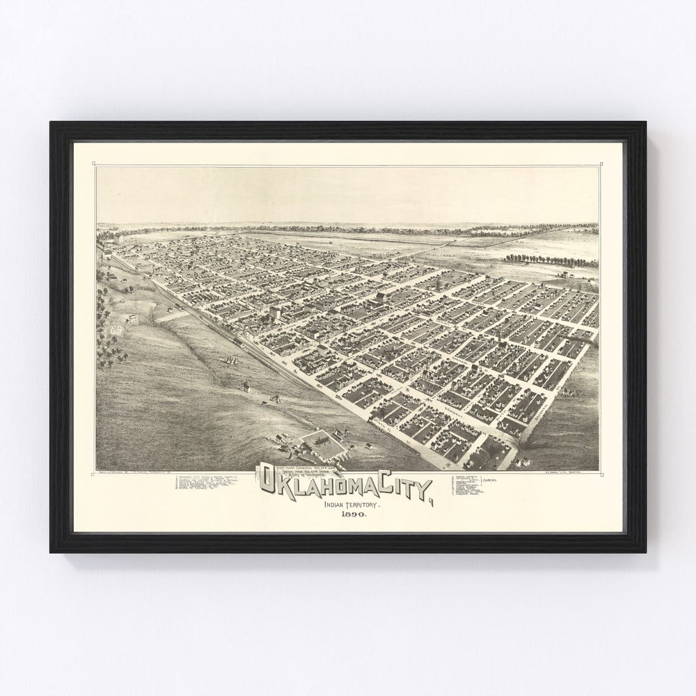 Oklahoma City Vintage Map 1890