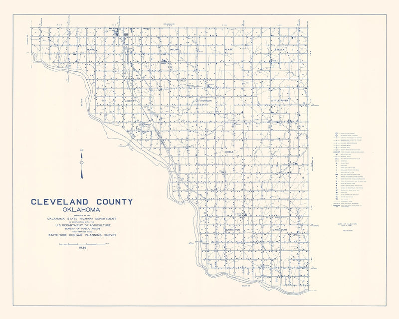 Size comparison using Vintage Map of Cleveland County, Oklahoma 1936