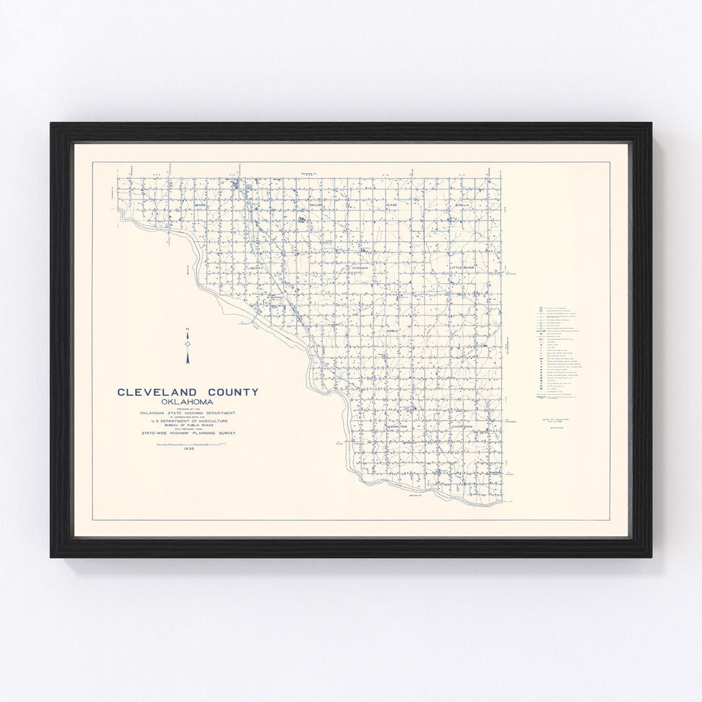 Cleveland County Vintage Map 1936