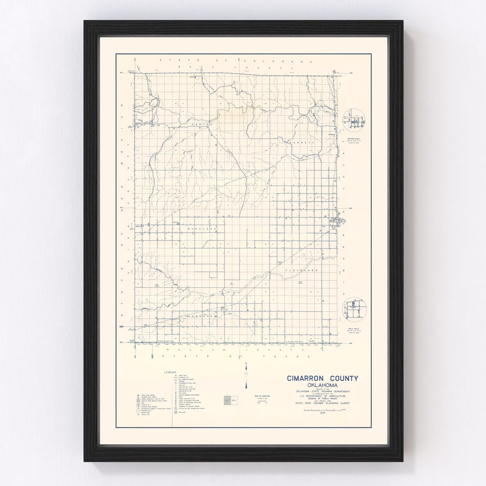Cimarron County Vintage Map 1936