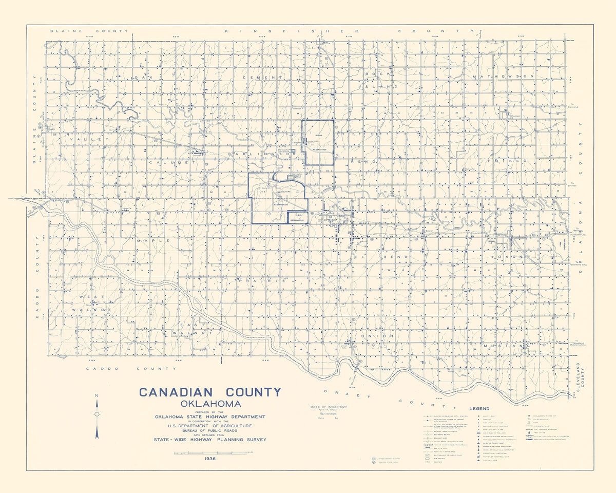 Preview of Vintage Map of Canadian County, Oklahoma 1936