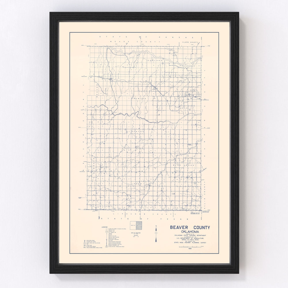 Beaver County Vintage Map 1936