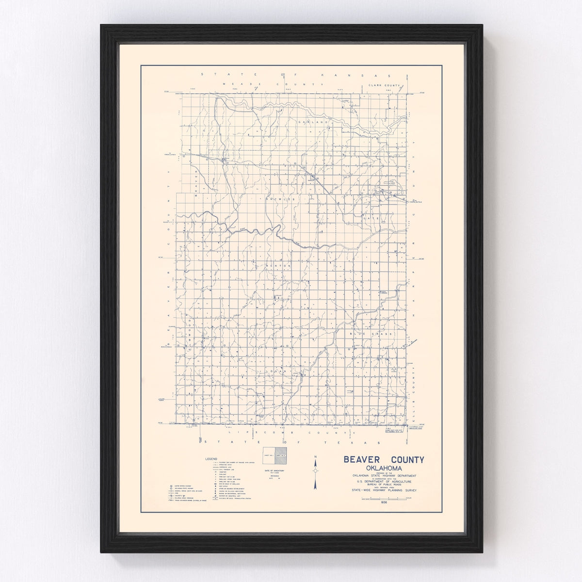 Beaver County Vintage Map 1936