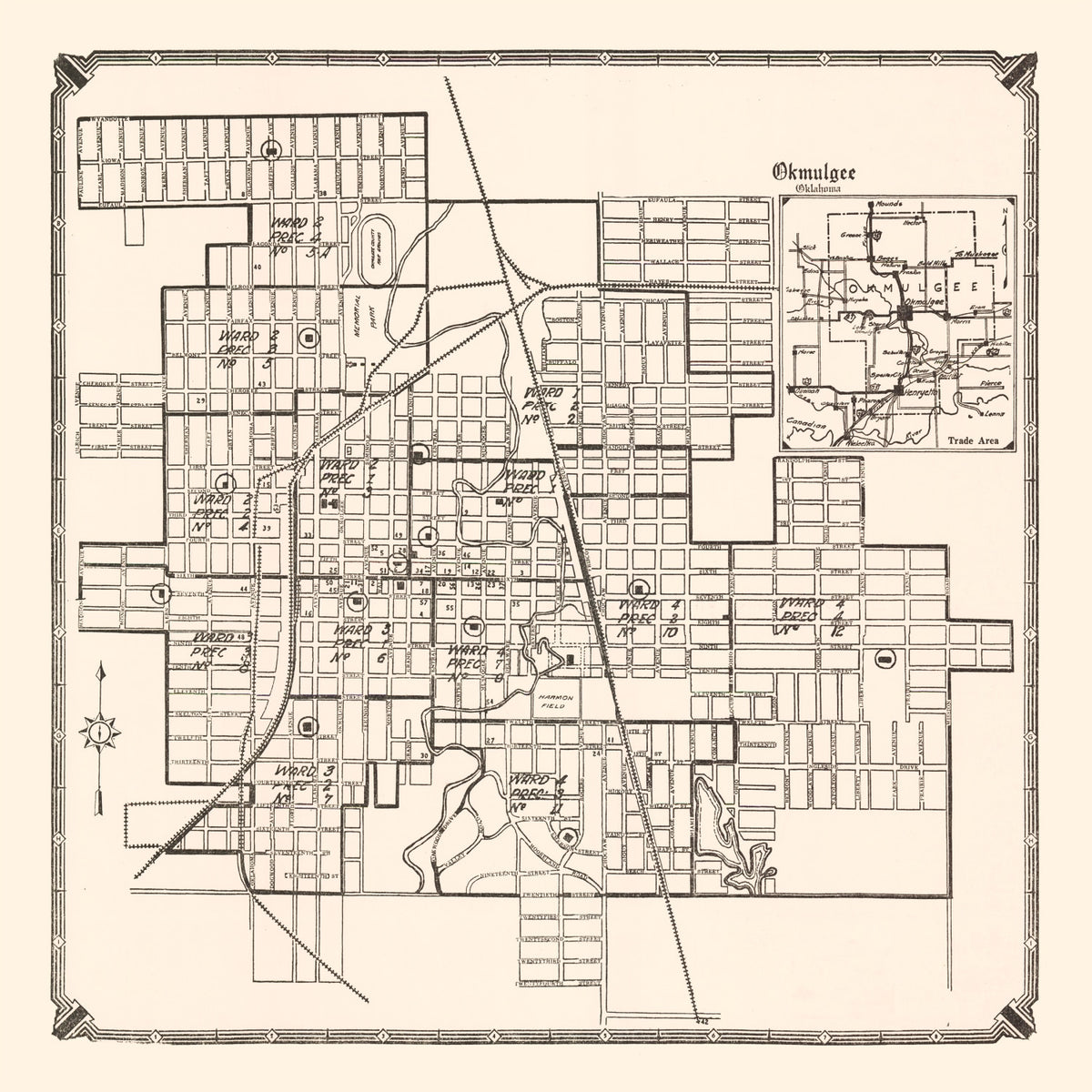 Preview of Vintage Map of Okmulgee, Oklahoma 1936